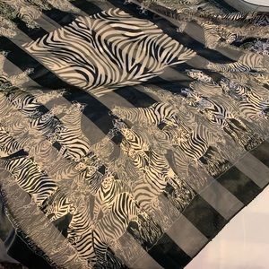 Zebra scarf, black, white and gold, extra large, 38” x 38”